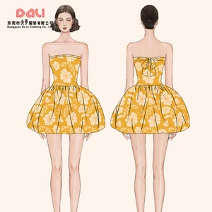 Customizable Women's Summer Mini Strapless Floral Mesh Bodycon Dress Lace Decoration Woven Belt Solid Casual Evening Style