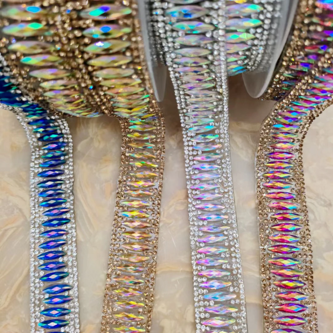 Self Adhesive Crystal Rhinestone Diamond Ribbon Trim Sheet Hotfix Bling Rhinestone Iron on Tape for Shoes  Crafts Decoration