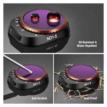 NEEWER  4 Pack ND2-ND32 (1-5 Stops)/ND64-ND512 (6-9 Stops)/CPL/UV  Drone Lens Filter Kits NEEWER Limited Variable ND Filter Kit detail image