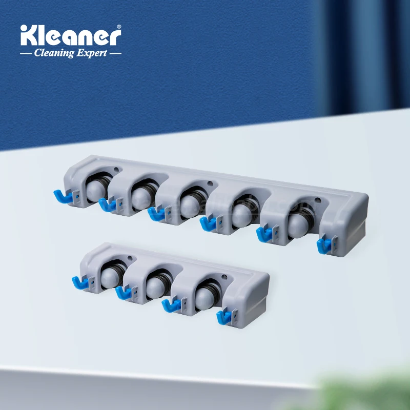 Kleaner Mop and Broom Storage Solutions Holder With 3 Position and 4 Hooks up to 7 Tools