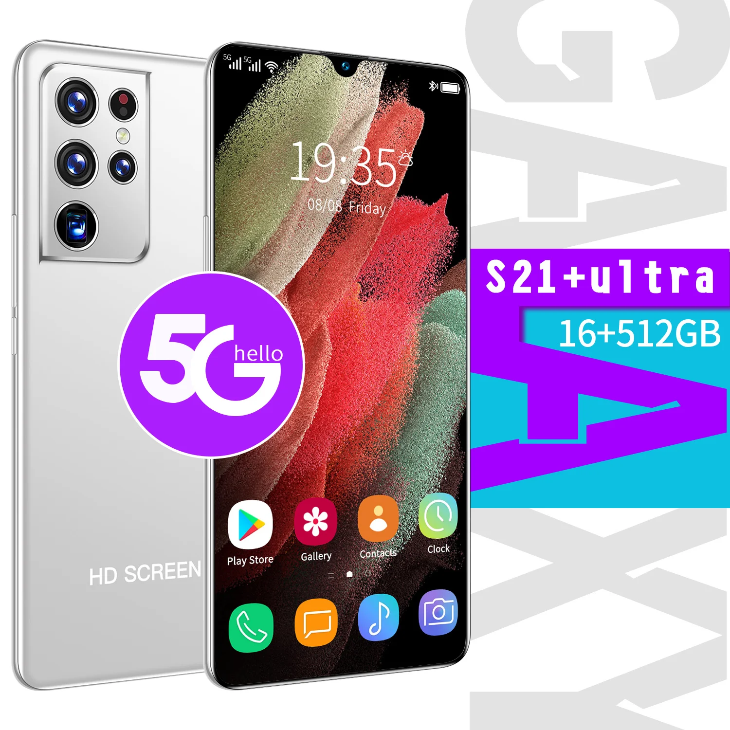 2021 оригинальный Galxay S21 + Ультра смартфон 6,8 дюйма 16 + 512GB Android 10-ядерный большой емкости мобильных телефонов 5G с Face ID разблокировать