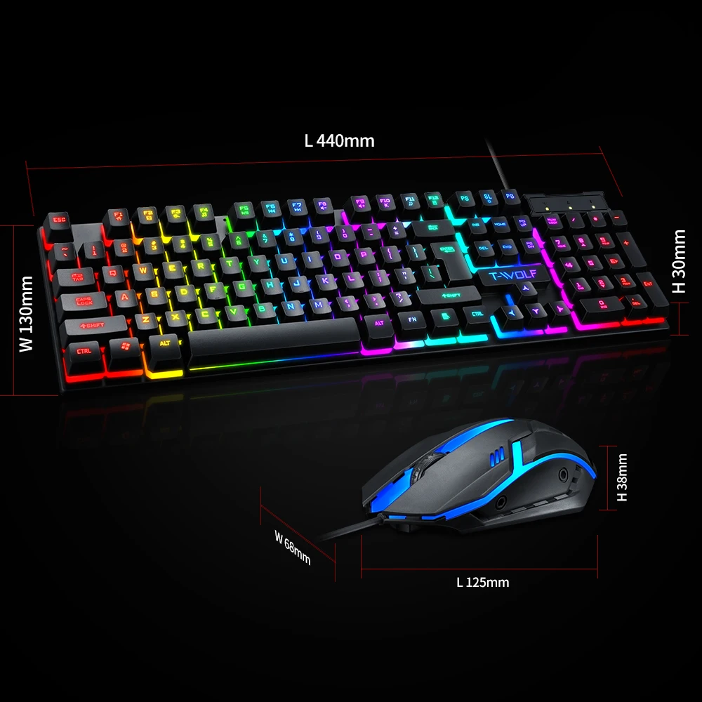 Проводная usb клавиатура и мышь LIVOLF TF200 игровой персонаж светящаяся клавиша испанская