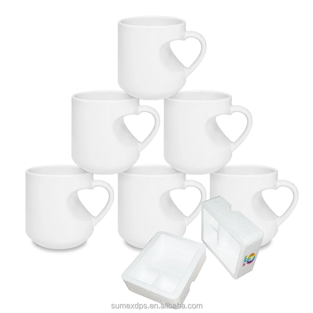 Tazas de café de cerámica blanca para lavavajillas taza de cerámica clásica con mango para té con leche agua de cola MR.R Sublimation Blanks caja de 6 unidades 11 onzas 