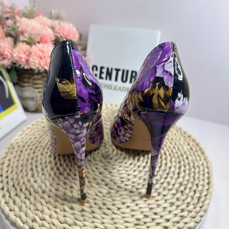 Purple Flower Elegant Women Shoes 2024 Plus Size Stilettos