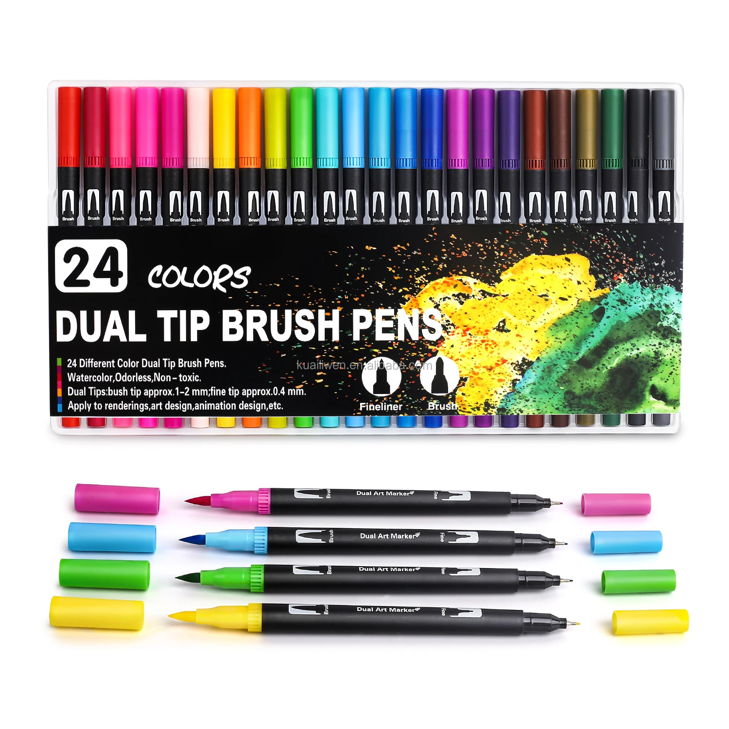 Dual Tip Brush Pen,120 Colored Dual Tip Markers Calligraphy Pens, Dual —  CHIMIYA