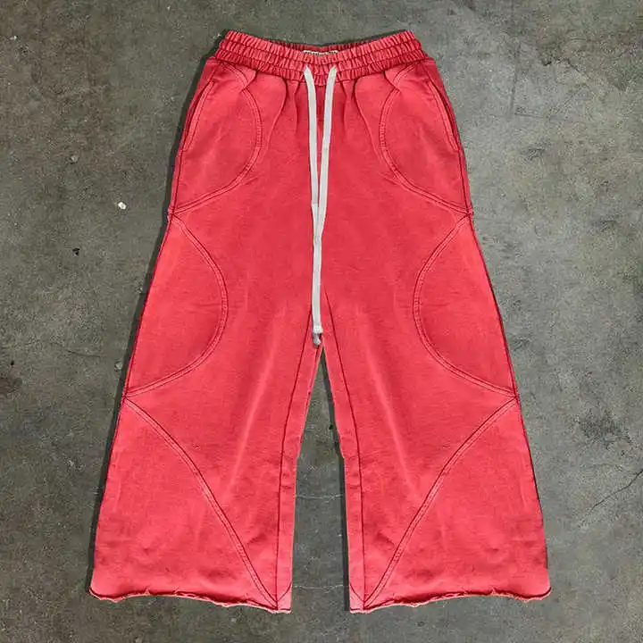 Salati Manufacturer High Quality Trackpants Sweat Jogger Pants Sun Faded Acid Wash Oversized Flared Baggy Sweatpants Men