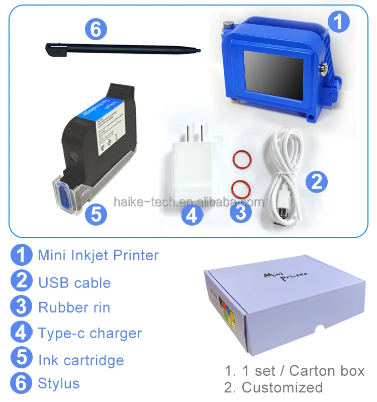 Mini Printer Handheld Inkjet Printer Hand Held Portable Ink Jet Printer for Box Logo Batch Code Printing