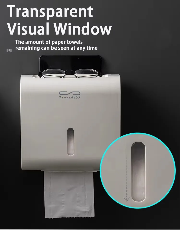 Wholesale Plastic Tissue Dispenser Storage Box Hole-Free Installation Bathroom Paper Holder manufacture