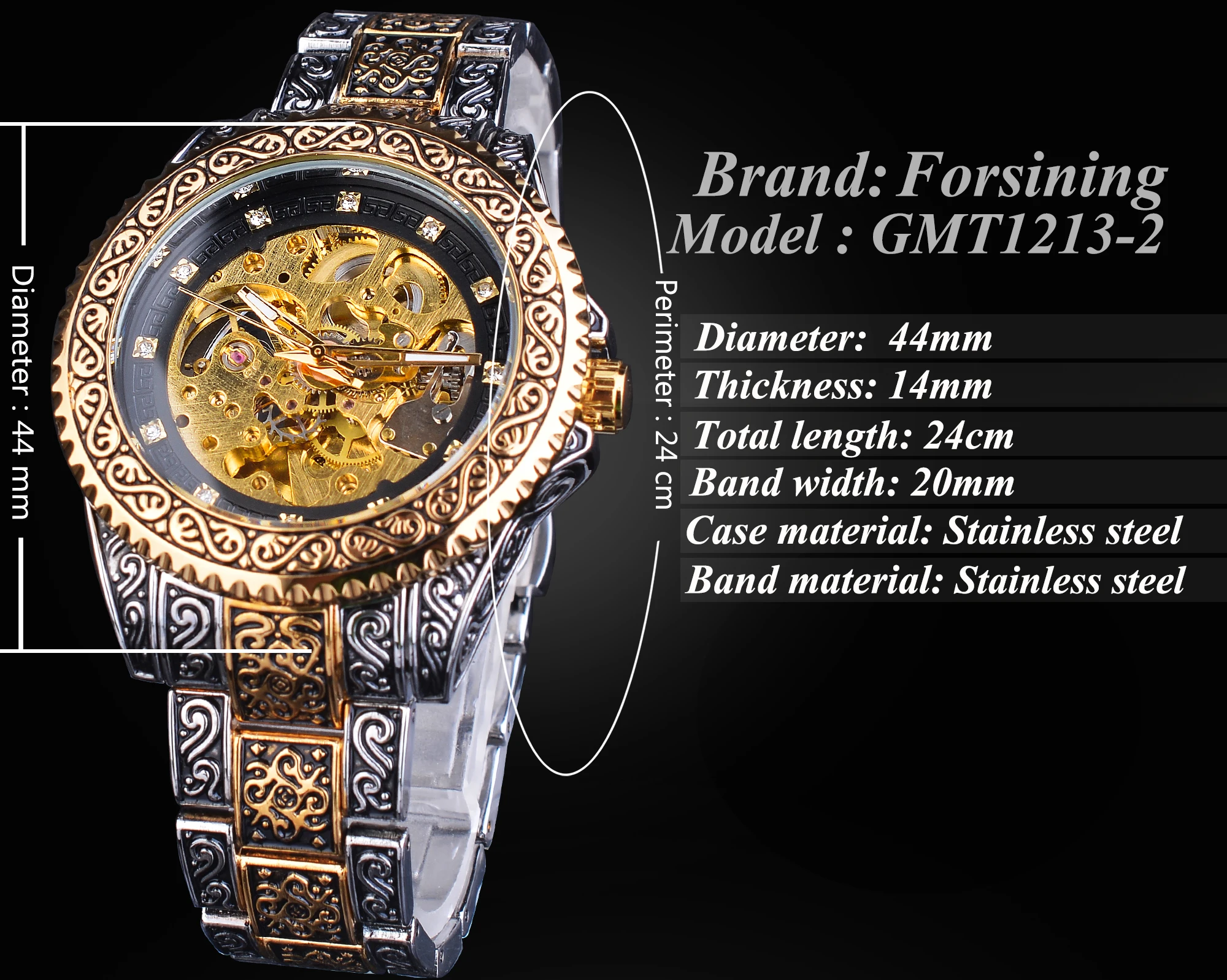 Forsining Gold Skeleton Automatic Men's Watch