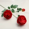 3 heads (2 flowers and 1 bud) of red ranunculus