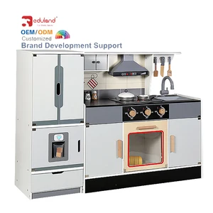 Diy Mdf Large Size Castle Stainless Steel Miniature Boys Table Educational Kids Kit Doll Wooden Kitchen Toys for Children