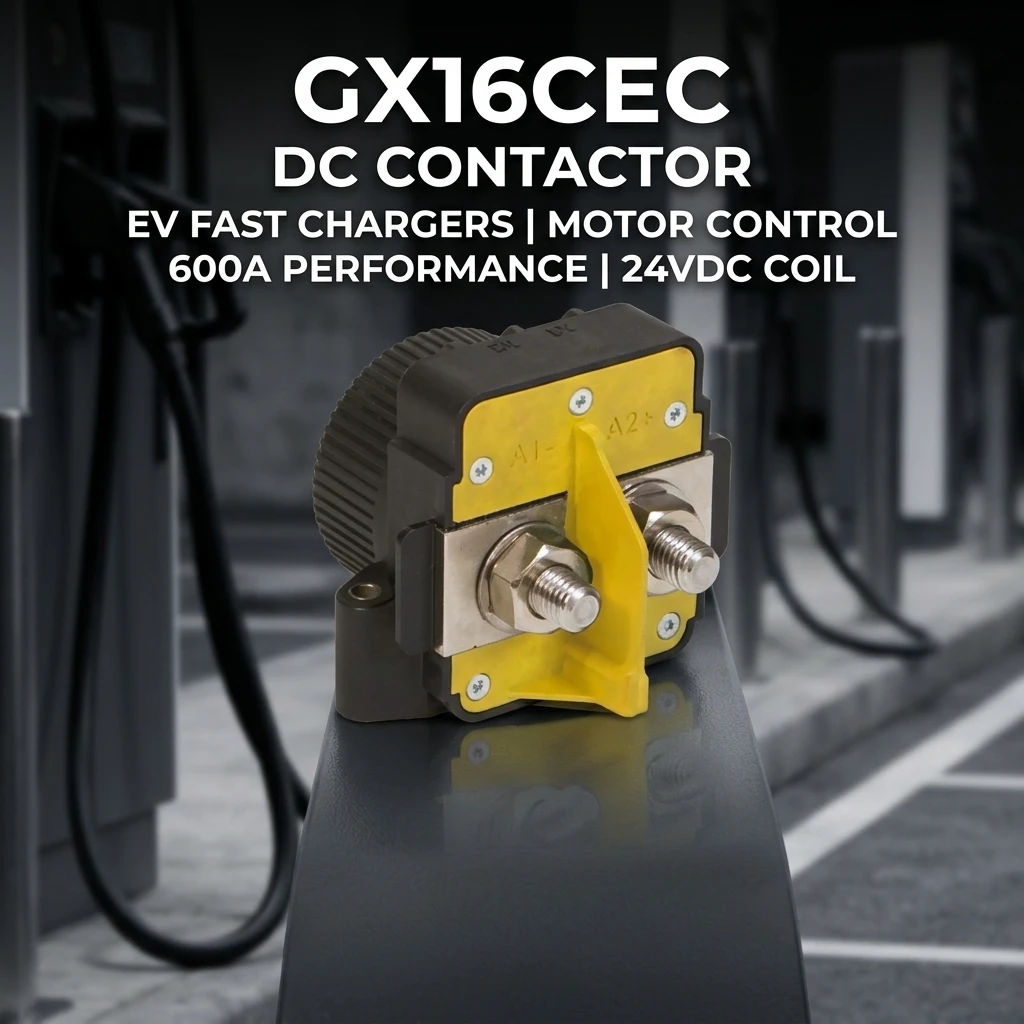 สวิตช์เปิด-ปิดโหลดแบบแม่เหล็ก GX16CEC สำหรับ Sensata-Gigavac กระแสไฟฟ้าสูงสุด 600A ขดลวด 24VDC แรงดันไฟฟ้าสูงสุด 800VDC พร้อมคอนแทคเสริมสำหรับระบบอินเวอร์เตอร์