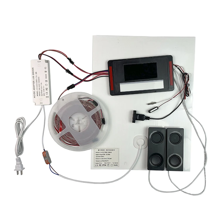 12V Touch Sensor Switch With Bluetooth& Defogging&Time Temperature Display function and Two Speakers for Bathroom LED Mirror