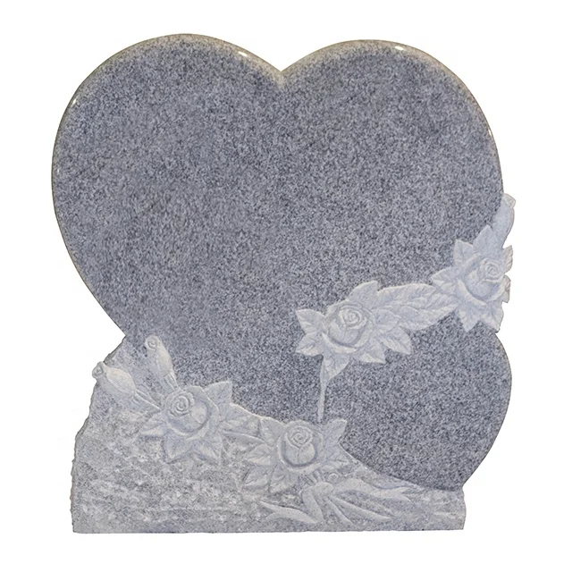 Dark Brown Granite Carving Engraving Flowers Shape Tombstone Europe Upright Headstone With Flower