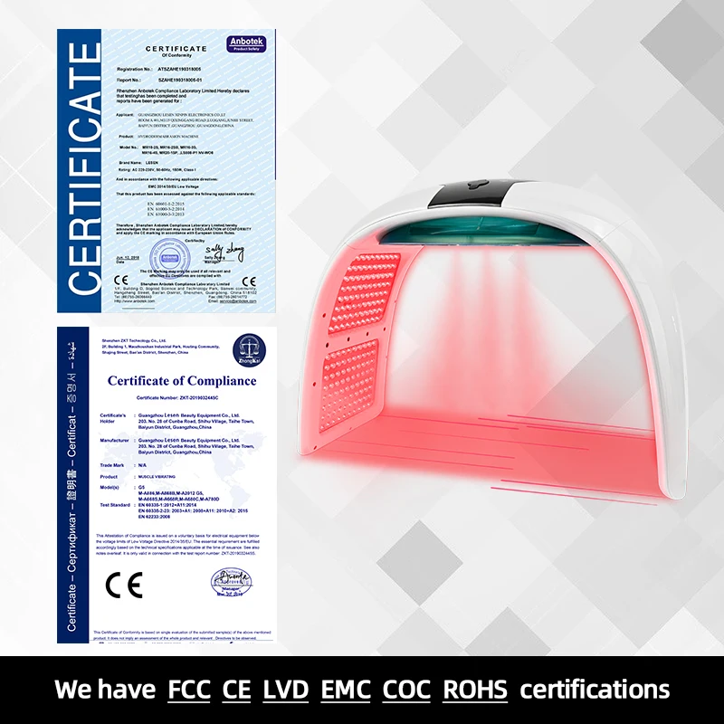 Professional PDT LED Light Therapy Machine 7 Color LED Face Mask with Handheld Nano Spray for US UK & South Africa Plug Types