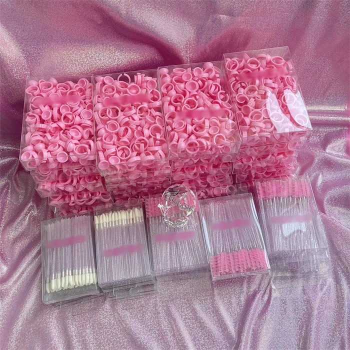 Ring Container For Lashes Wholesale Lash Glue Rings Holder 50Pcs/Pack for Volume Lashes Fan Glue ...