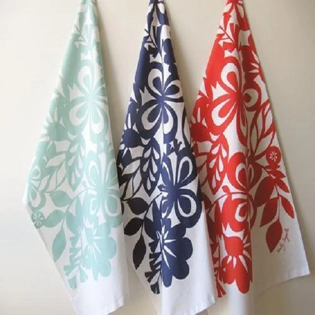 High Quality Summer Custom Cotton Printed Tea Towel Kitchen Set Cotton