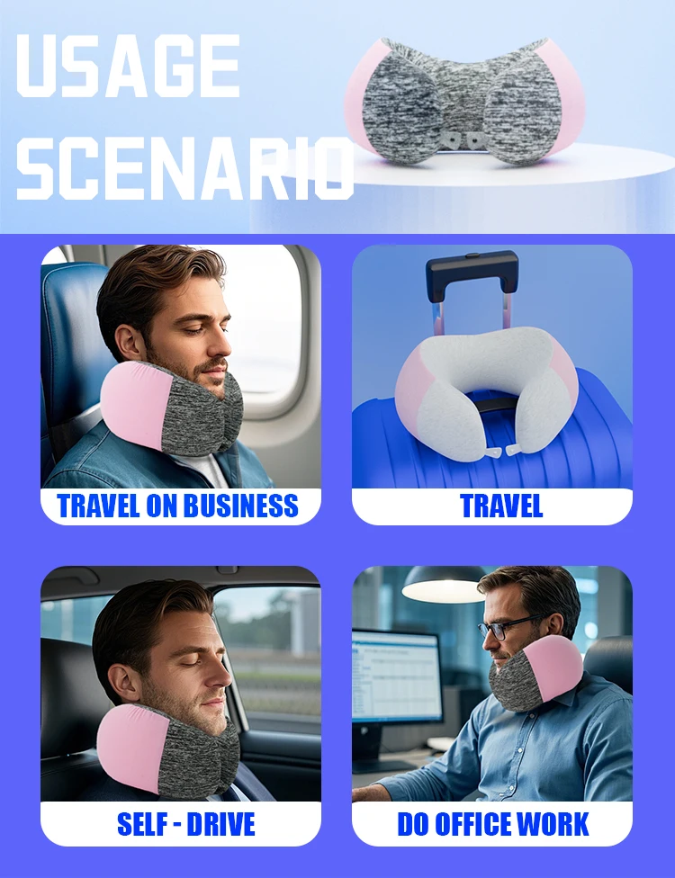 High Quality U-Shaped Travel Pillow Wholesale Memory Foam Airplane Neck Support Washable Modal Cover Portable Cervical Neck