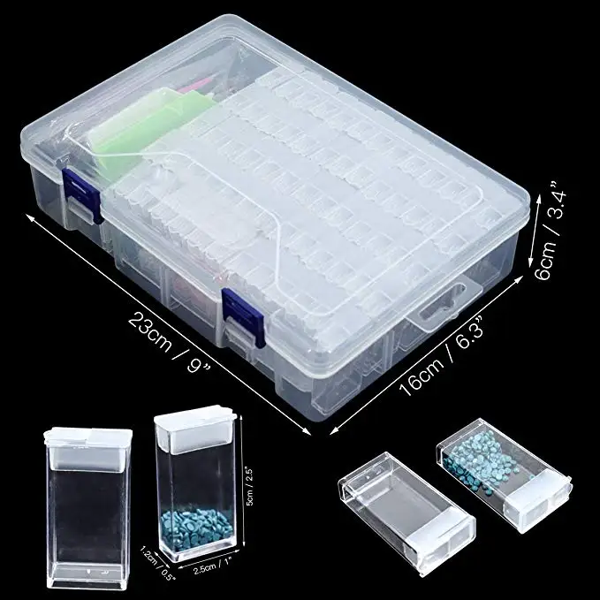 64 Grids Diamond Painting Storage Containers Plastic Beads Nail Art Storage Box Diamond Painting Accessories for DIY Craft