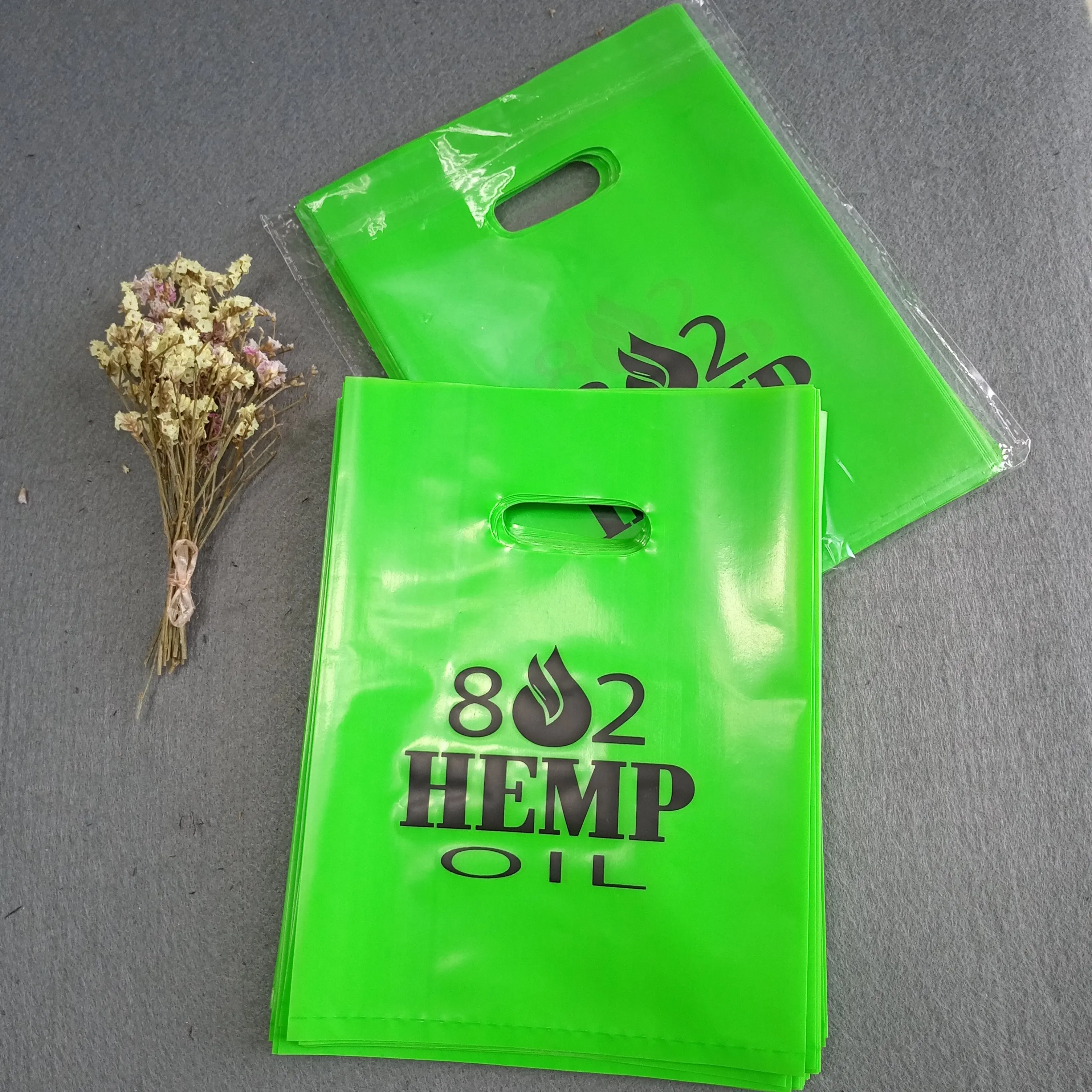 Eco Heat Seal Die Cut You Own Custom Printing Shopping Plastic Bags With  Own Logo