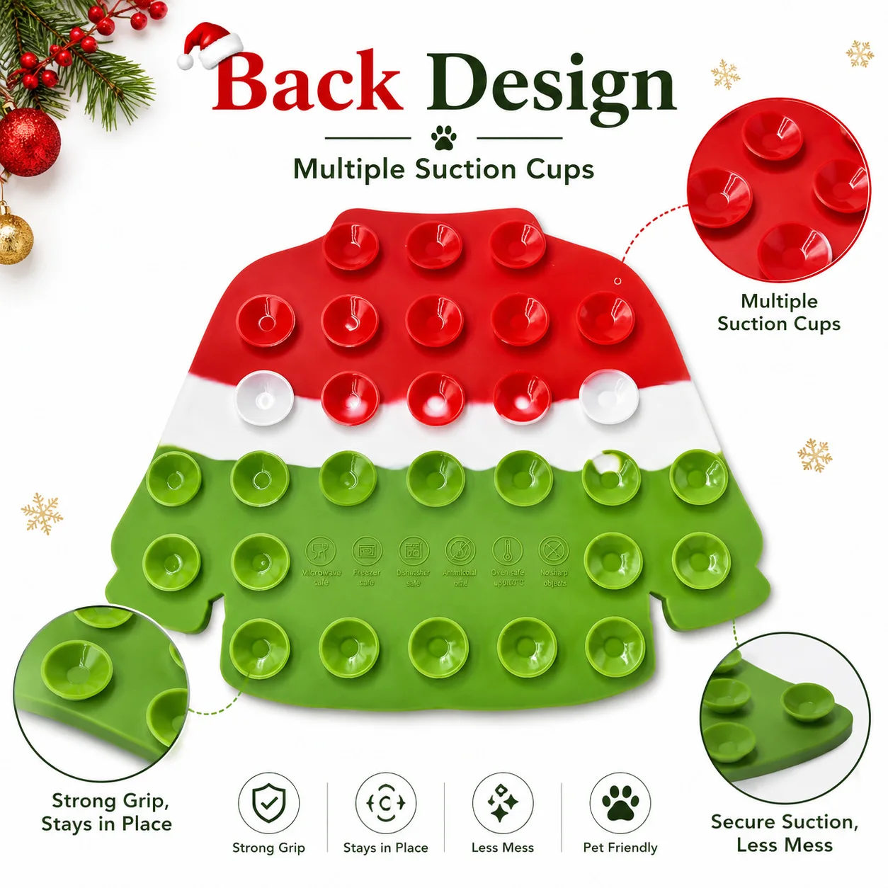 product christmas sweater shaped silicone pet licking mat non slip slow feeding pad with suction cups anxiety relief pet supplies-3