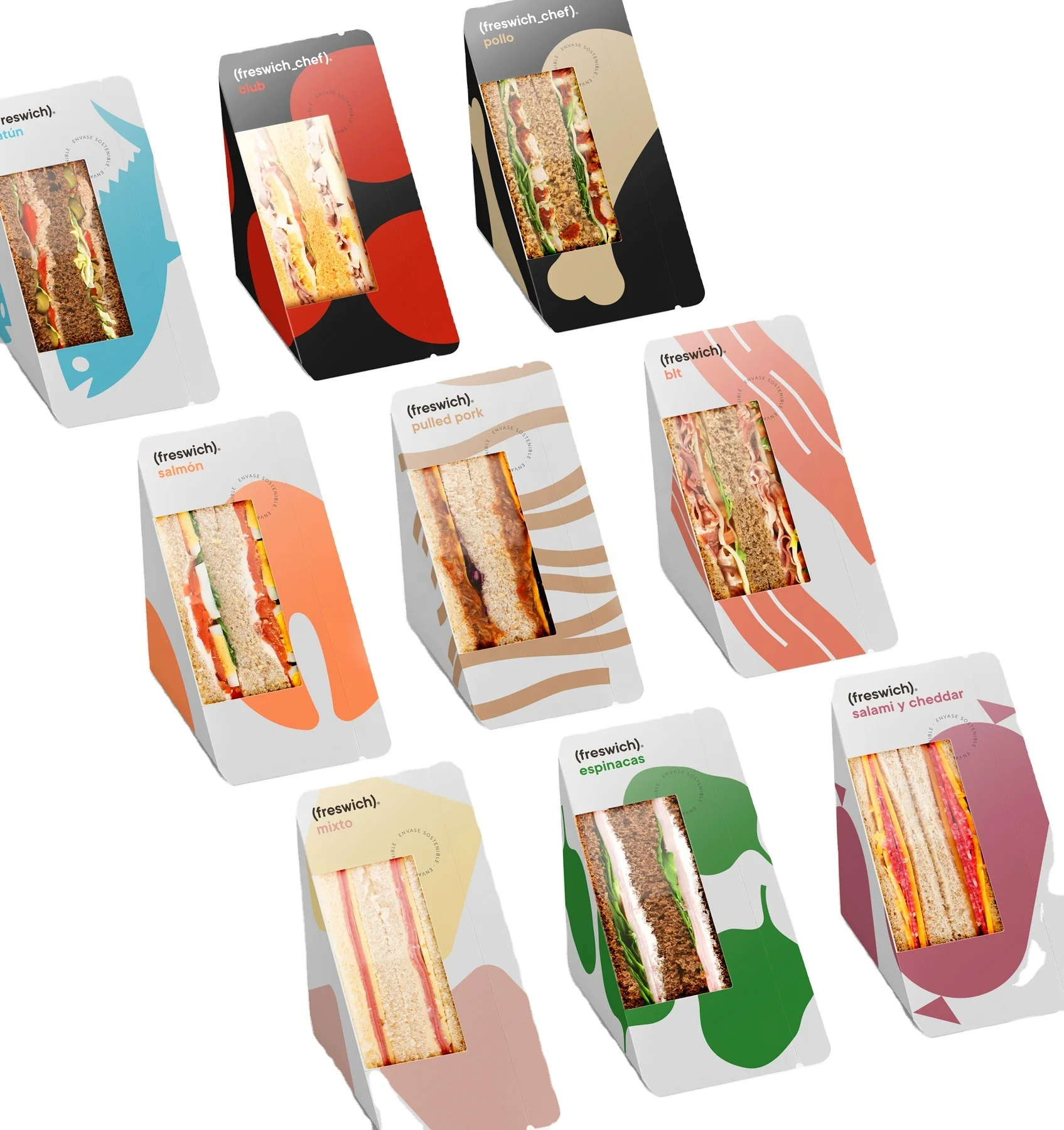 Recyclable Compostable Biodegradable Takeout Korean Japanese Egg Custom Sandwich Box