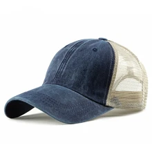 Custom Logo Spring Summer Men Light Weight Breathable Sun Mesh Baseball Cap Korean Style Fashionable Washed Cotton Trucker Hat