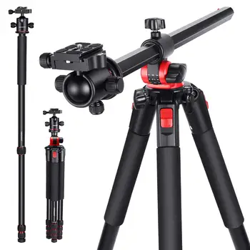 NEEWER 79 Inch Camera Tripod Monopod with Center Column and Ball Head Aluminum Horizontal Tripod Overhead Camera Mount for DSLR