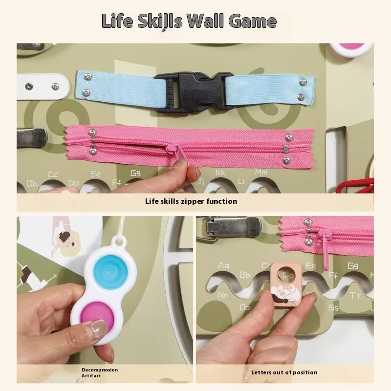 재미있는 교육용 감각 벽 패널 유치원 어린이용 바쁜 보드 일상 나무 높이 측정표 EN71 인증 객실 장식