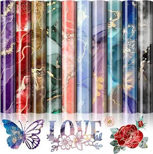 Custom 10 Sheets Marble Pattern Heat Transfer Vinyl 12 X 10 Inch Watercolor Pattern Vinyl for T-shirts Clothes Bags Hats