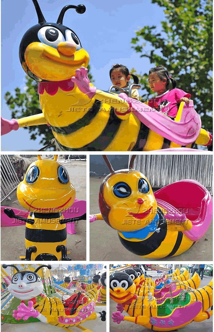 Popular kids amusement park carnival game rides fairground entertainment equipment children self control flying bee for sale