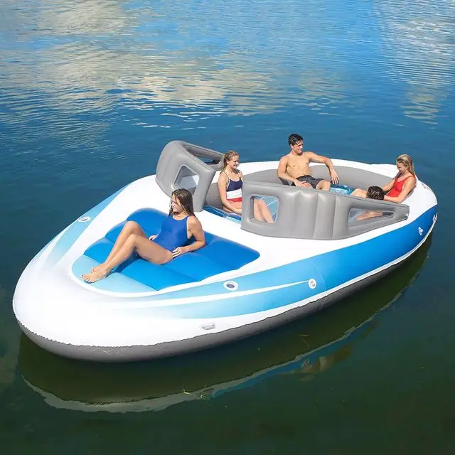 Customized Huge 6 Person Inflatable Bay Breeze Boat Floating Island Pvc ...