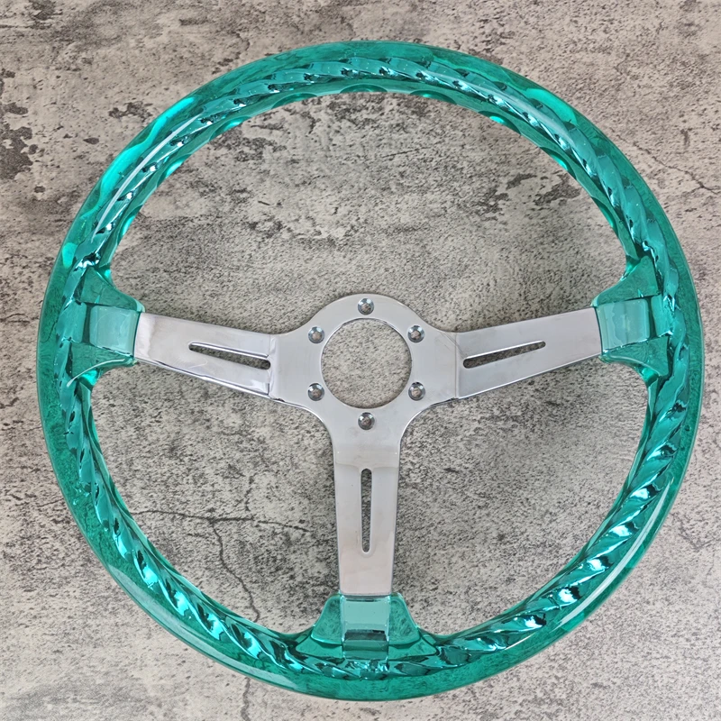 JDM Transparent Crystal Steering Wheel Steel Ring Racing