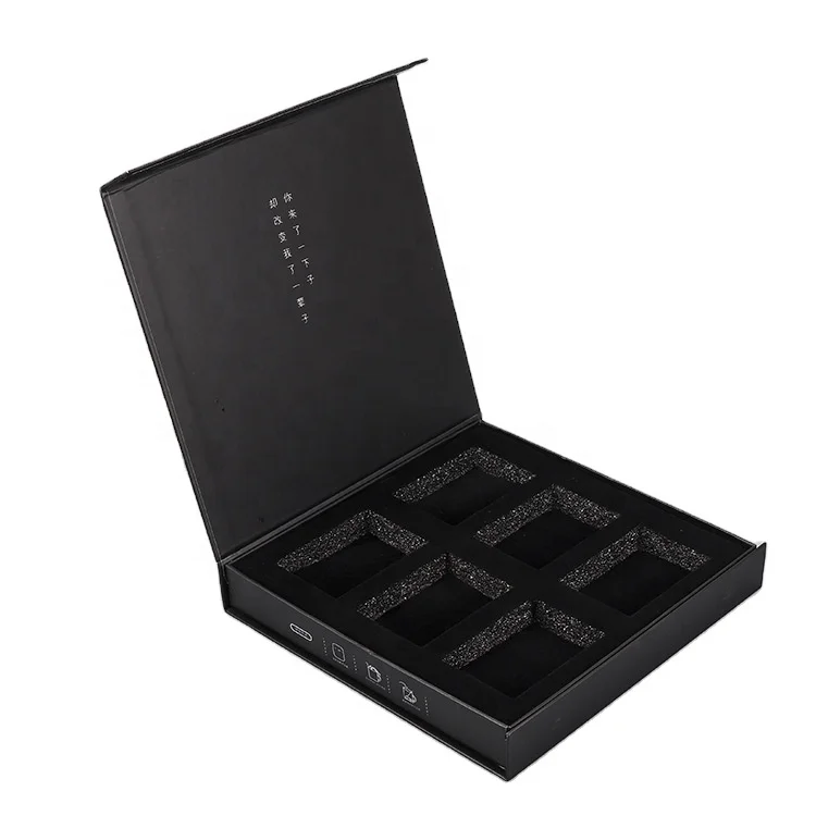 Luxury Book Shape Black Rigid Board Magnetic Cosmetic Packaging boxes