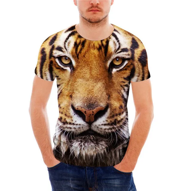Forest Animal Tiger 3d Graphic Men's T-Shirt Fashion Casual Street
