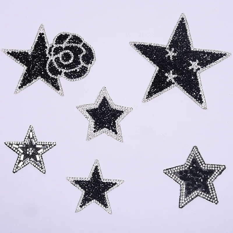 Silver Sequin Star Iron On Patches For Clothing (3.3 In, 24 Pieces - Foto 3