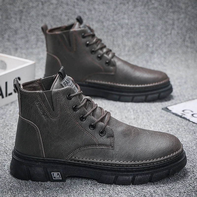 Y Boots Men's High Top Retro Shoes Casual Heightened Footwear Shoes for Men - Image 5