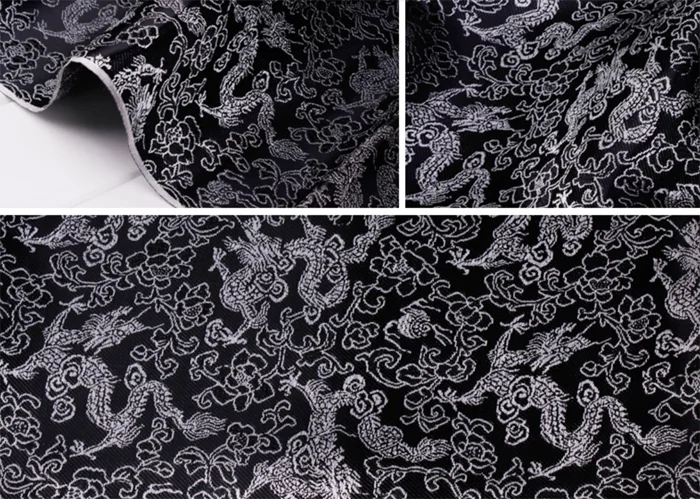 Hot Sale Traditional Chinese Dragon Pattern Jacquard Brocade Fabric Metallic Yarn for Girls' Wedding Dresses