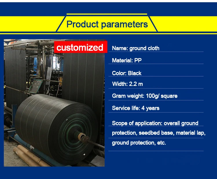 Black Ground Cover Mat Pp Polypropylene Weed Control Fabric Landscape