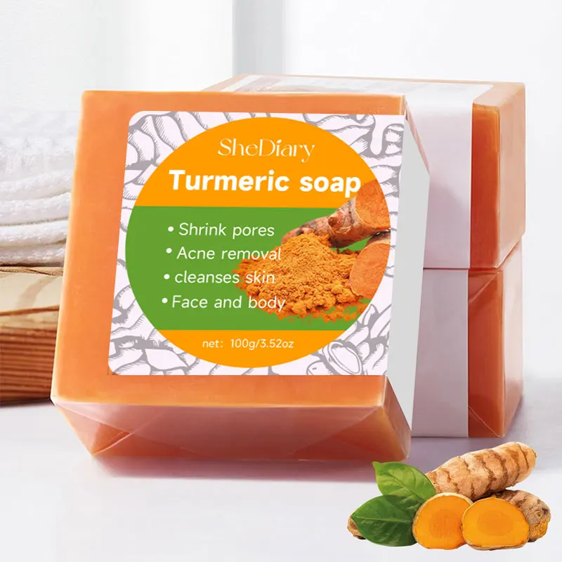 OEM Custom LOGO Organic Natural Turmeric Herbal Soap for Skin Cleansing Whitening