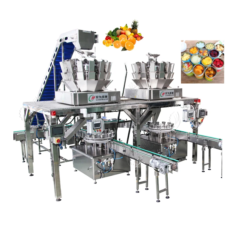 LWT Automatic Packaging Machine for Canned Fruit Cucumber Artichoke Lychee Olive Apricot Processing Line