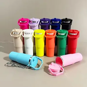 Mini Cup Tumbler Keychain Lip Balm Chapstick Holder Charm Detachable Small Cup Keychains for Women Purse Handbag Bag Accessories