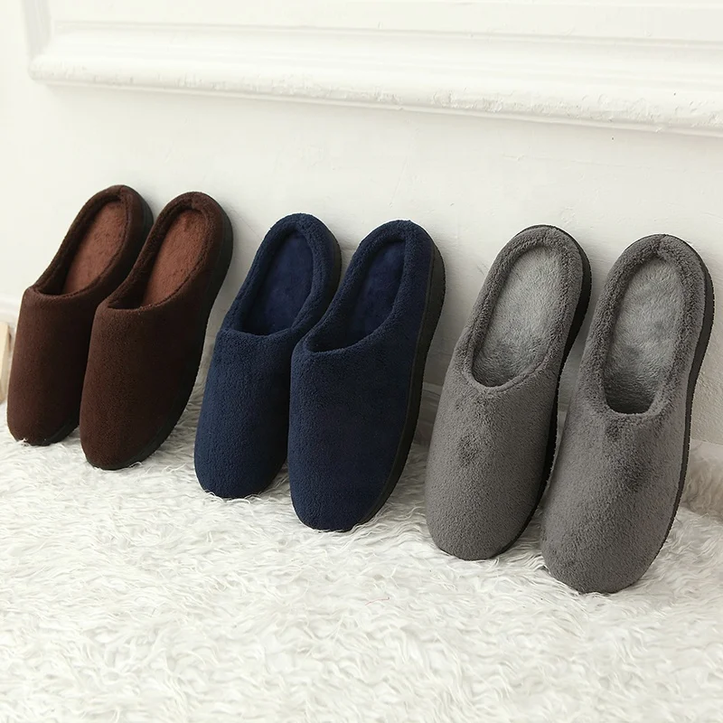 House Slippers Mens Winter Warm Plus Size Non slip Indoor Home Slippers  Male Boys Soft Comfy Fluffy Lazy Casual Floor Shoes Flat - AliExpress