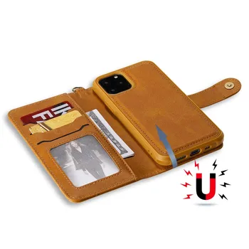 Mobile Phone 2 in 1 Detachable Magnetic Leather Wallet Flip Case For iPhone 11 Pro Max
