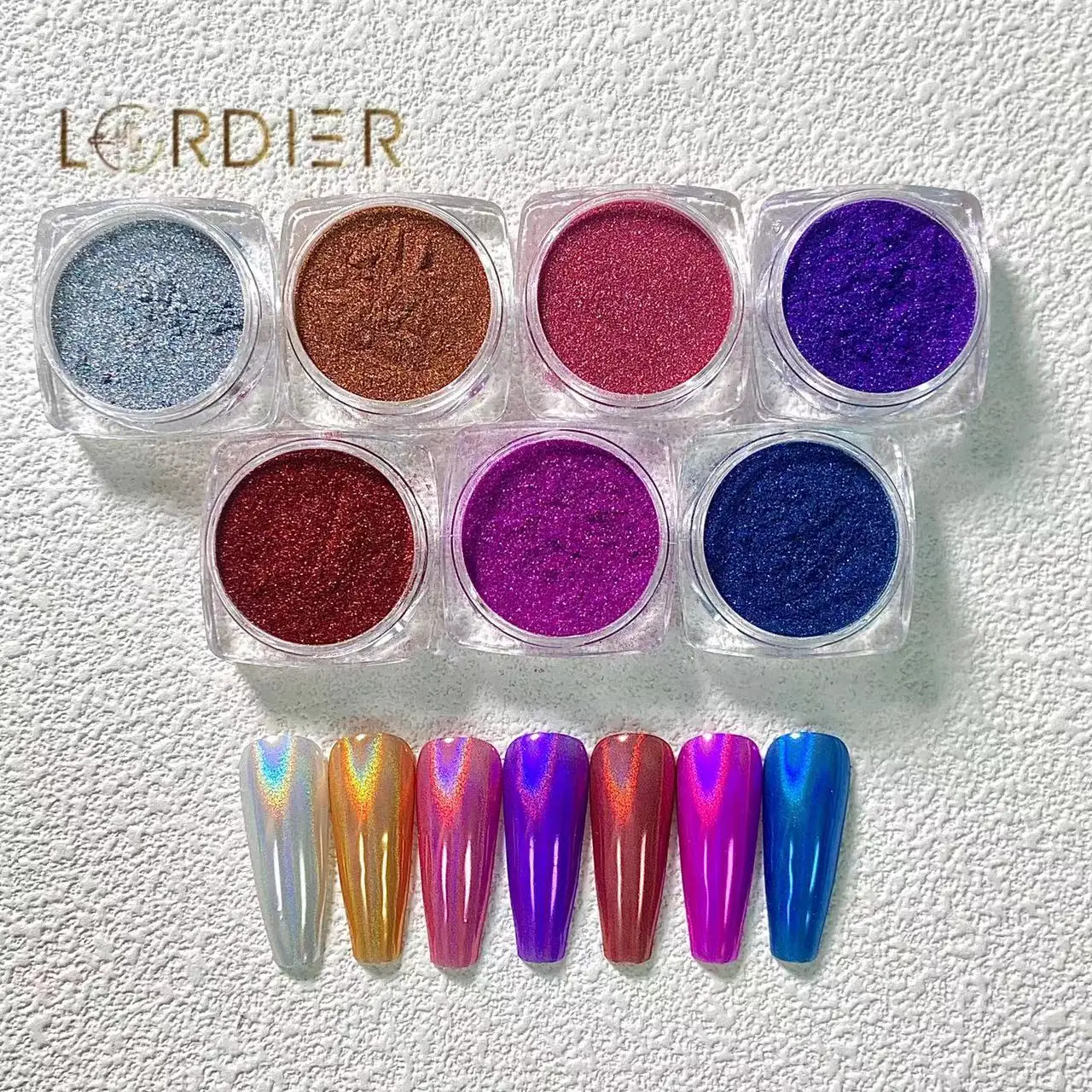 Acrylic Powder Multi Color Fashional Mirror Effect Aluminium Powder Colorful Holographic Powder Cat Eye Nail Polish