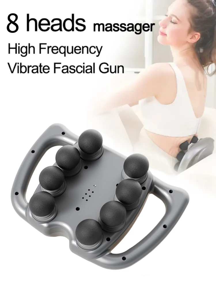 Professional 8-Head Fascia Gun LCD Display Electric Back Neck Leg Full Body  Vibration Massager Home Use Massage Tool
