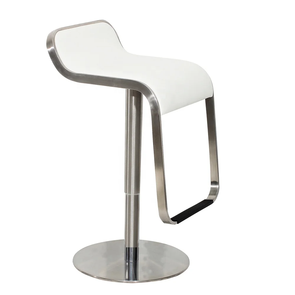 Adjustable Synthetic Leather Bar Stool with Footrest Hot Sale Short Back Swivel Metal Modern Kitchen Style Furniture Color