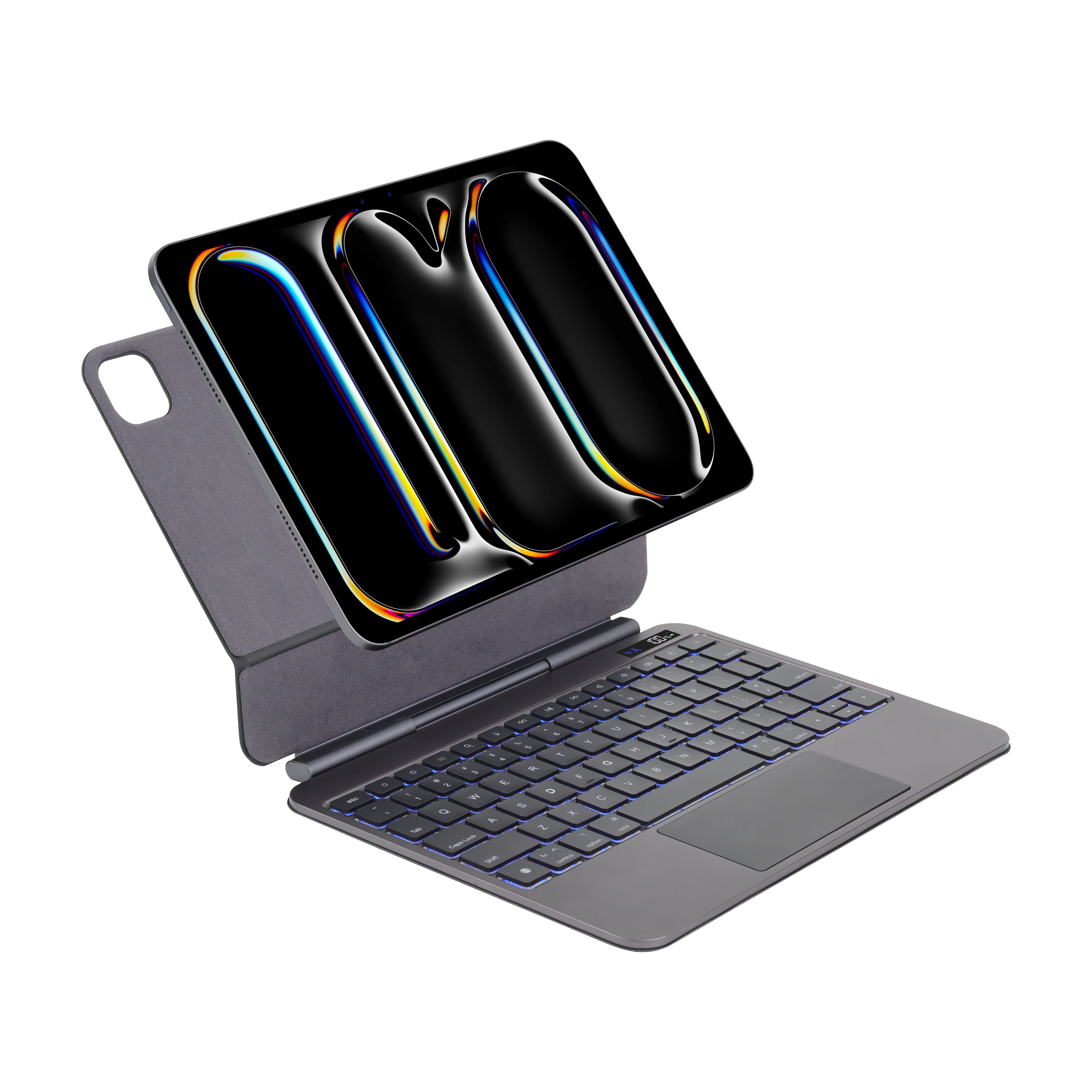 Laudtec Nouvelle Housse Clavier Magique en Cuir PU + ABS, 6 Rangs de Touches, Disposition QWERTY, Ultra Mince pour Ipad 10,2/10,5/10,9/11/12,9 Pouces Pbk342