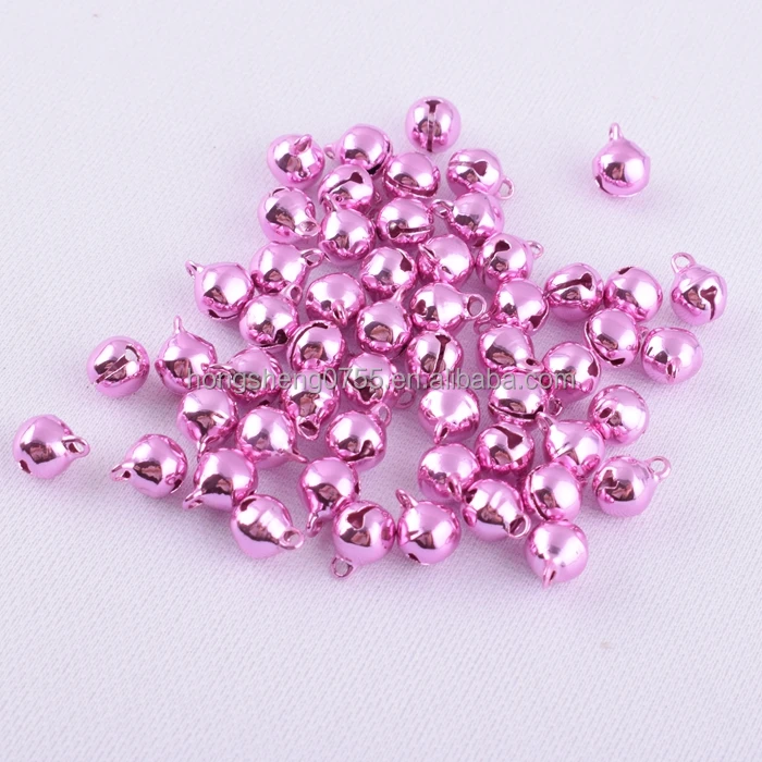 Factory Wholesale Pink Color Small 8mm Round Brass Jingle Bell For