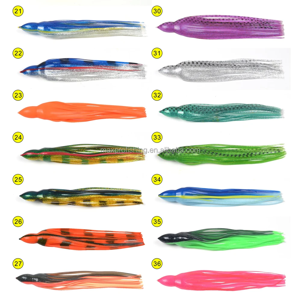 PVC Silicon Squid Replacement Green Pink Stripes Marlin Lure Big Game Trolling Skirt